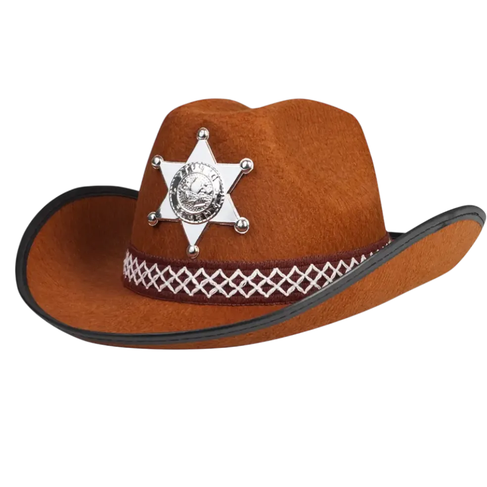 Chapeau Cowboy Enfant Sheriff Marron – Accessoire Déguisement Far West