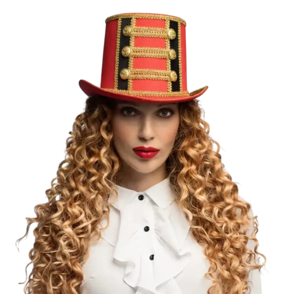 Chapeau Directeur de Cirque Rouge – Accessoire Déguisement Monsieur Loyal