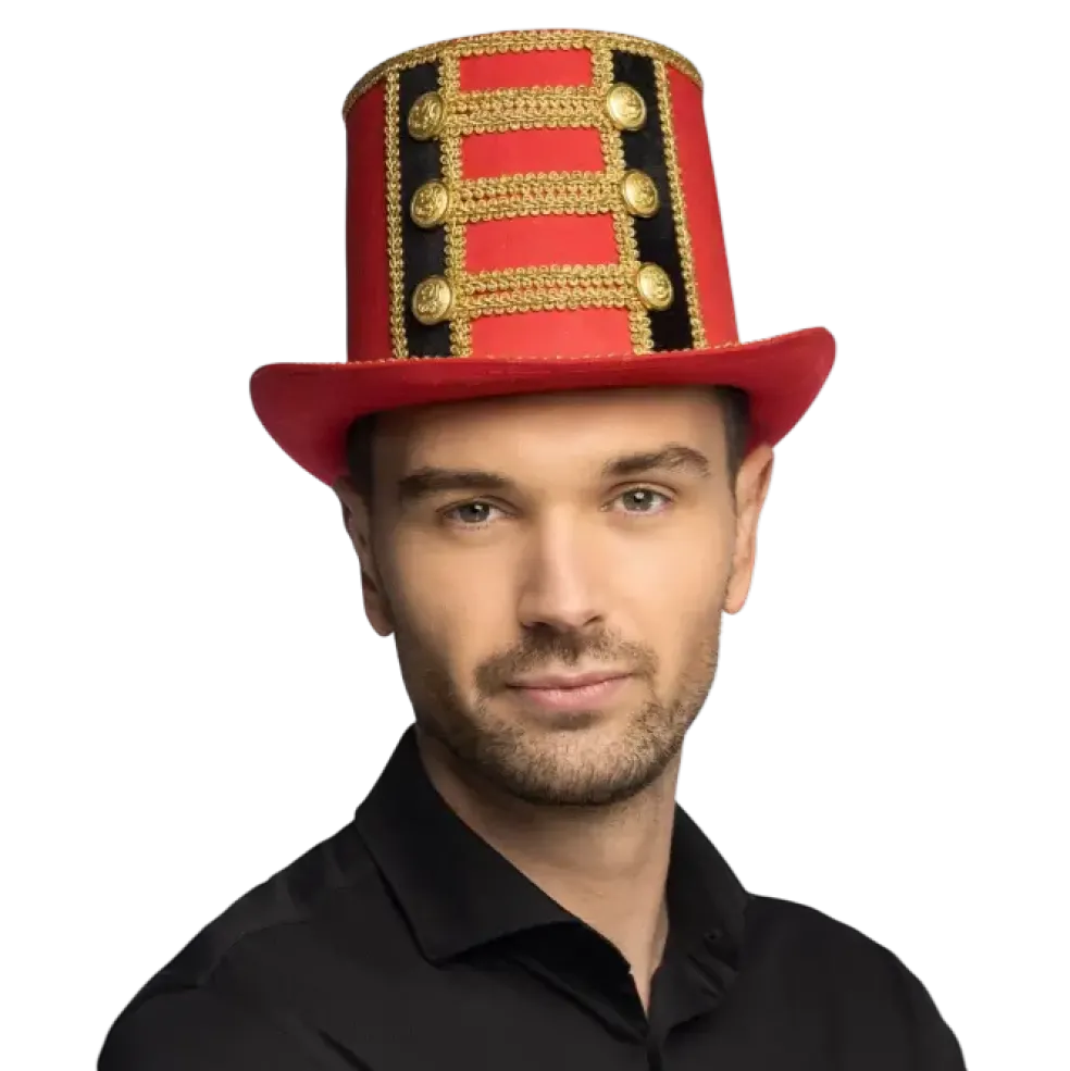 Chapeau Directeur de Cirque Rouge – Accessoire Déguisement Monsieur Loyal