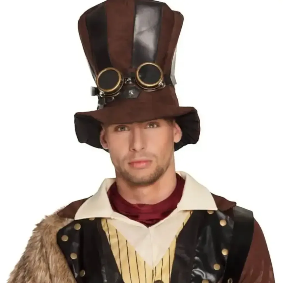 Chapeau haut de forme Steampunk marron