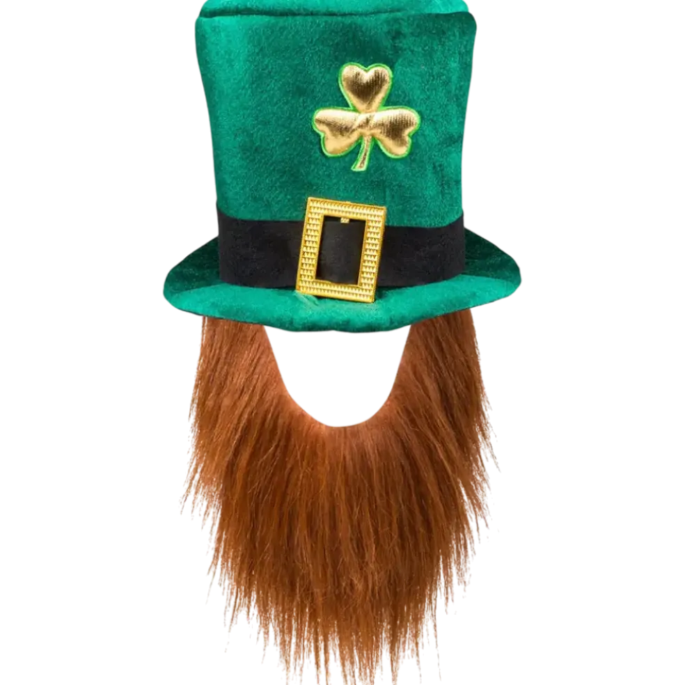 Chapeau Saint-Patrick Vert avec Barbe Rousse