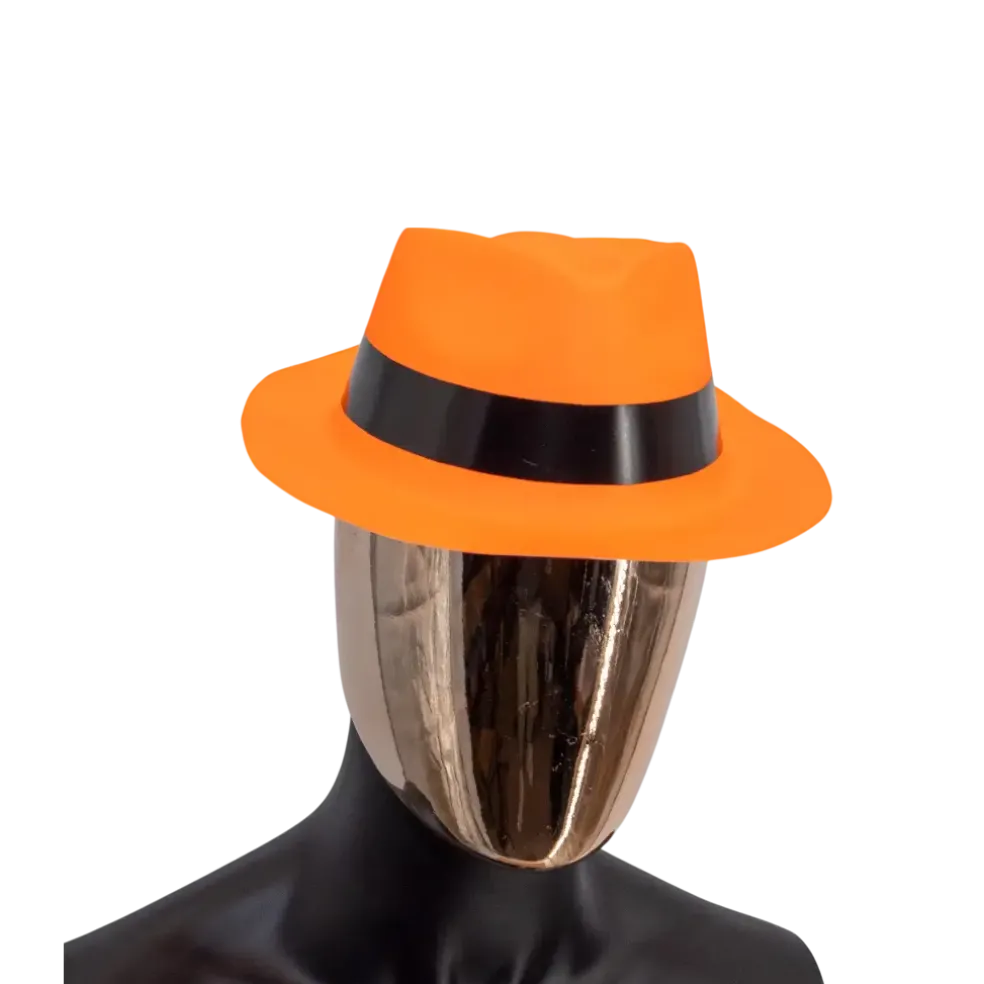Chapeau Tribly style Mafieux fluo néon Orange