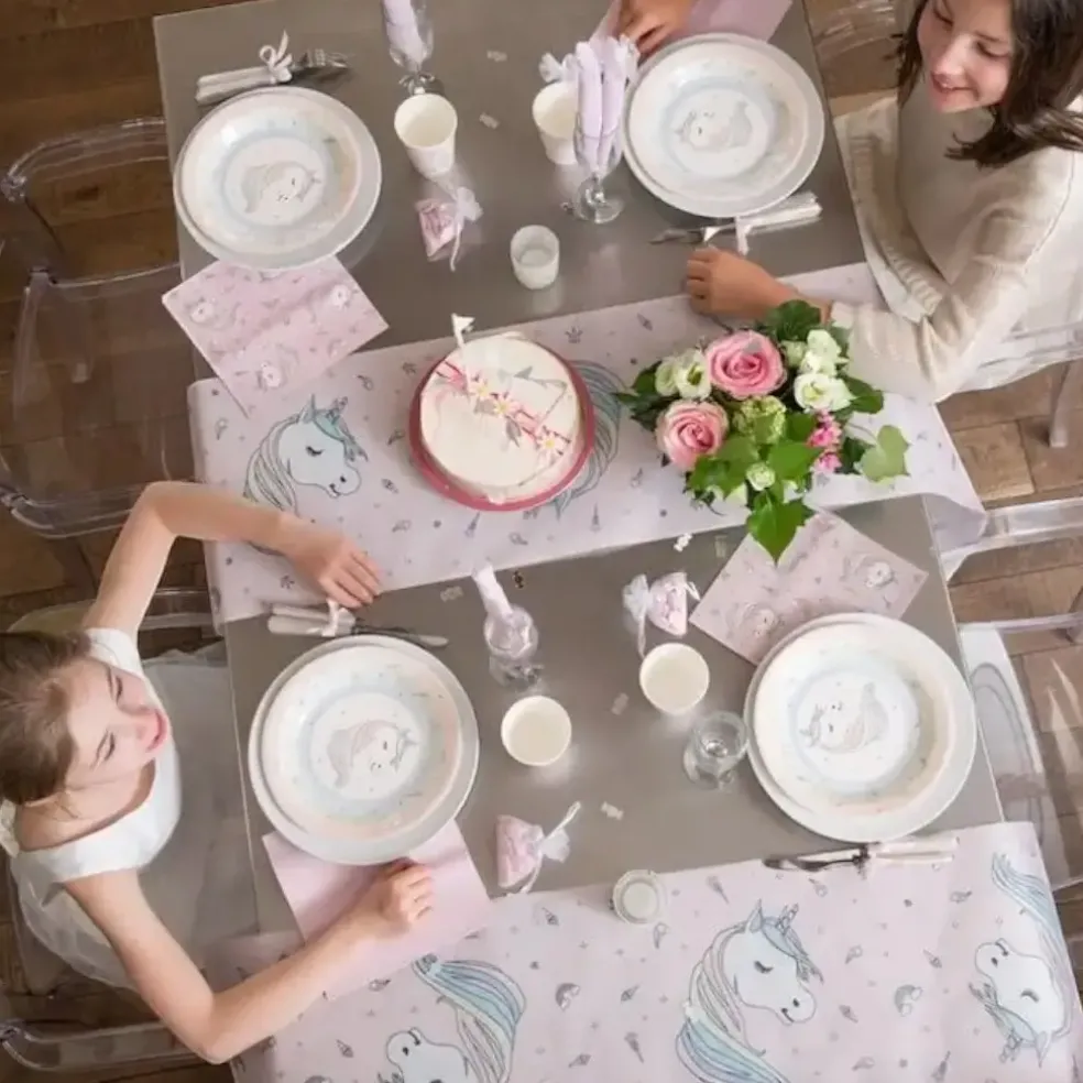 Chemin de table Licorne Rose 5 mètres