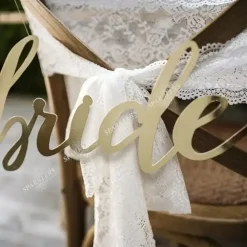 Déco chaise mariage Bride Groom, Or