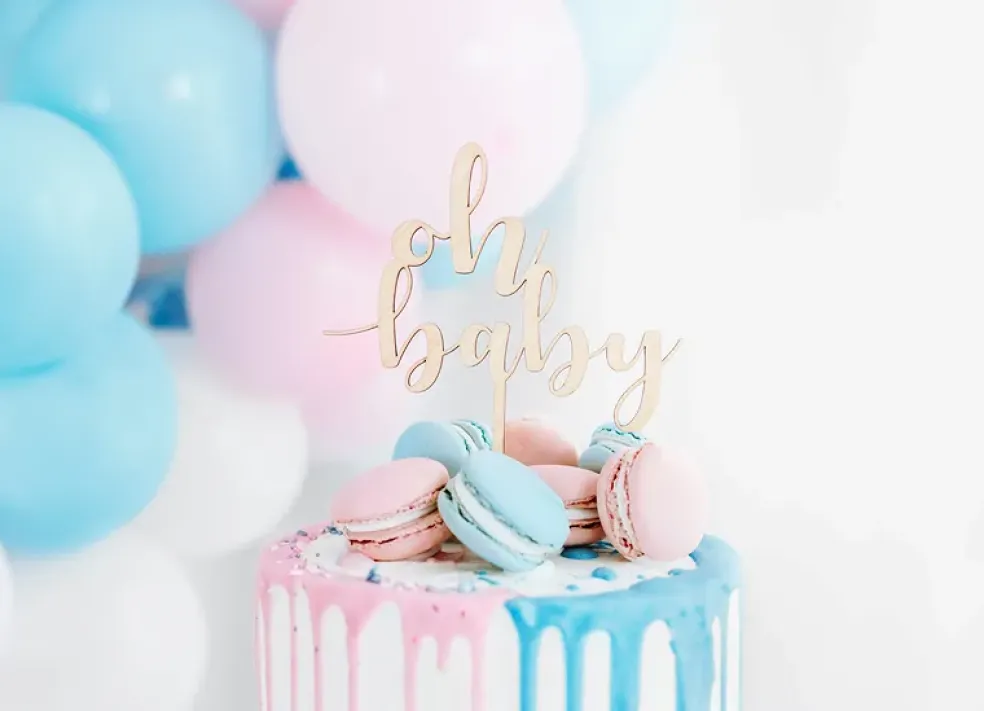 Décoration en bois Oh Bébé 17 cm – décoration élégante pour baby shower et naissance