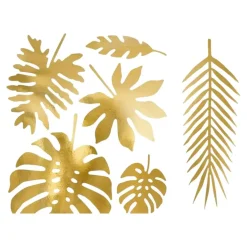 Décoration Feuilles Tropicales en papier or (21 pièces)