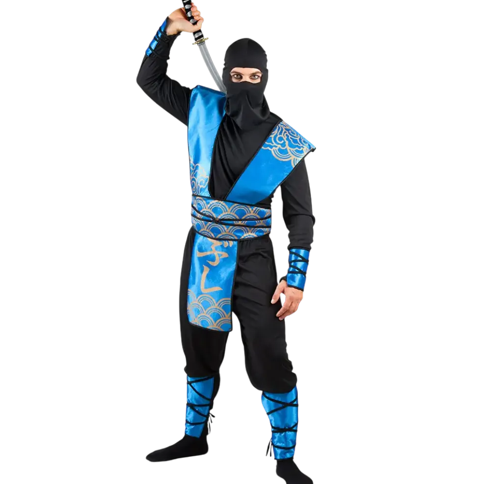 Déguisement Ninja Bleu Homme 54/56 – Costume Guerrier Japonais Adulte