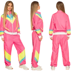 Déguisement Survêtement Rétro Néon Rose Femme Taille S – Années 80