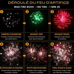 Feu d'Artifice ARDI® 100% FEU - MAD FIRE BOX® - 100 Tirs - 1 min 30