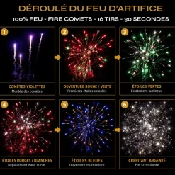 Feu d'Artifice Compact ARDI® 100% FEU - FIRE COMETS - 16 Tirs - 30 secondes