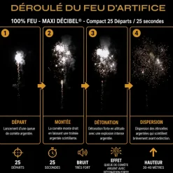 Feu d'Artifice Compact ARDI® 100% FEU - MAXI DÉCIBEL® - 25 Tirs - 25 secondes