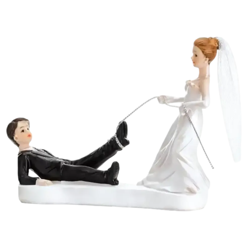 Figurine mariage couple avec corde au pied