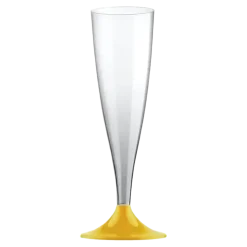 Flûte à champagne 14cl en plastique transp./Or - Lot de 20