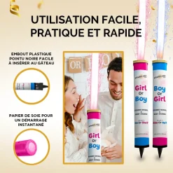 Fontaines Scintillantes pour Baby Shower Fille - Lot de 3