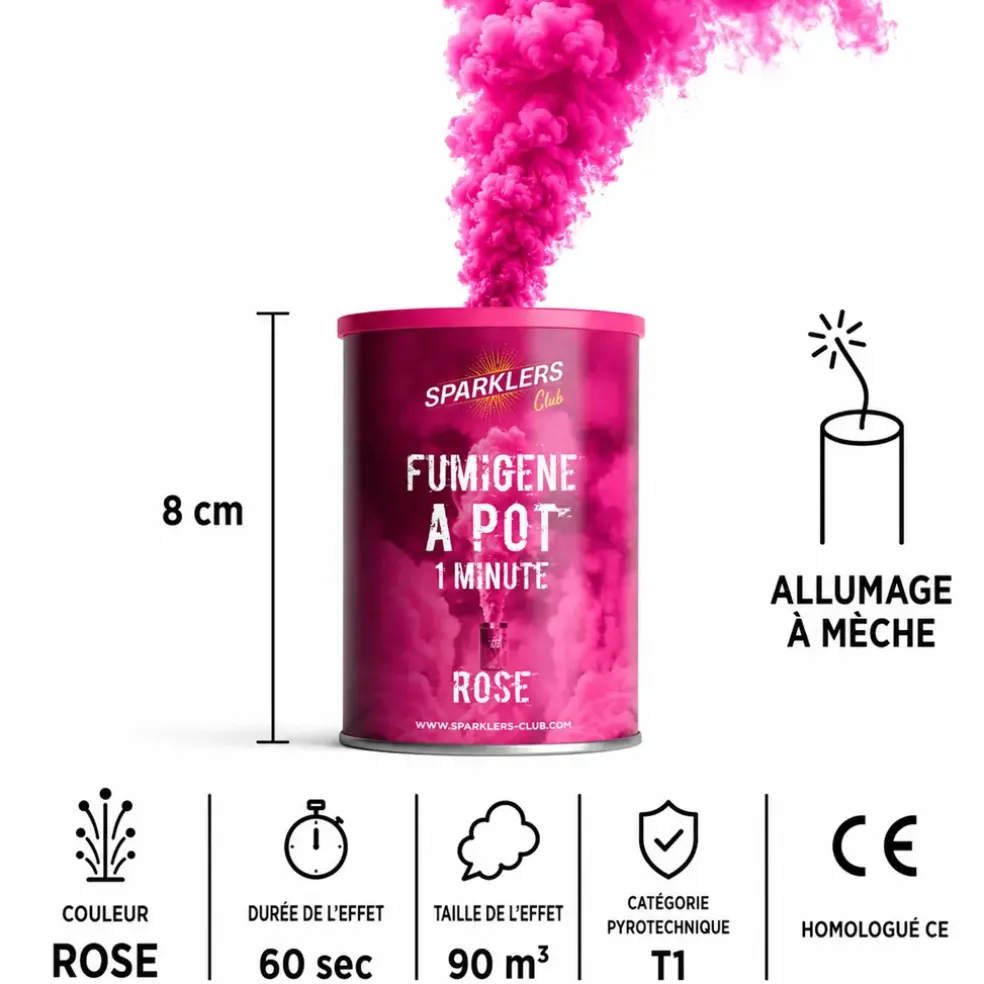Fumigène en pot 1 minute Rose (à poser au sol)