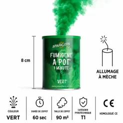 Fumigène en pot 1 minute vert (à poser au sol)