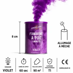 Fumigène en pot 1 minute violet (à poser au sol)