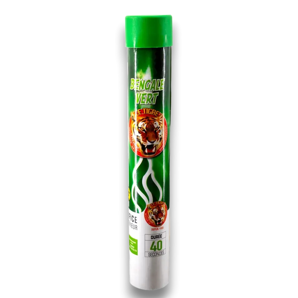 Fumigène Flamme de Bengale VERT VIF - Torche durée 40 sec