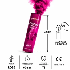 Fumigène à main Goupille 1 minute Rose