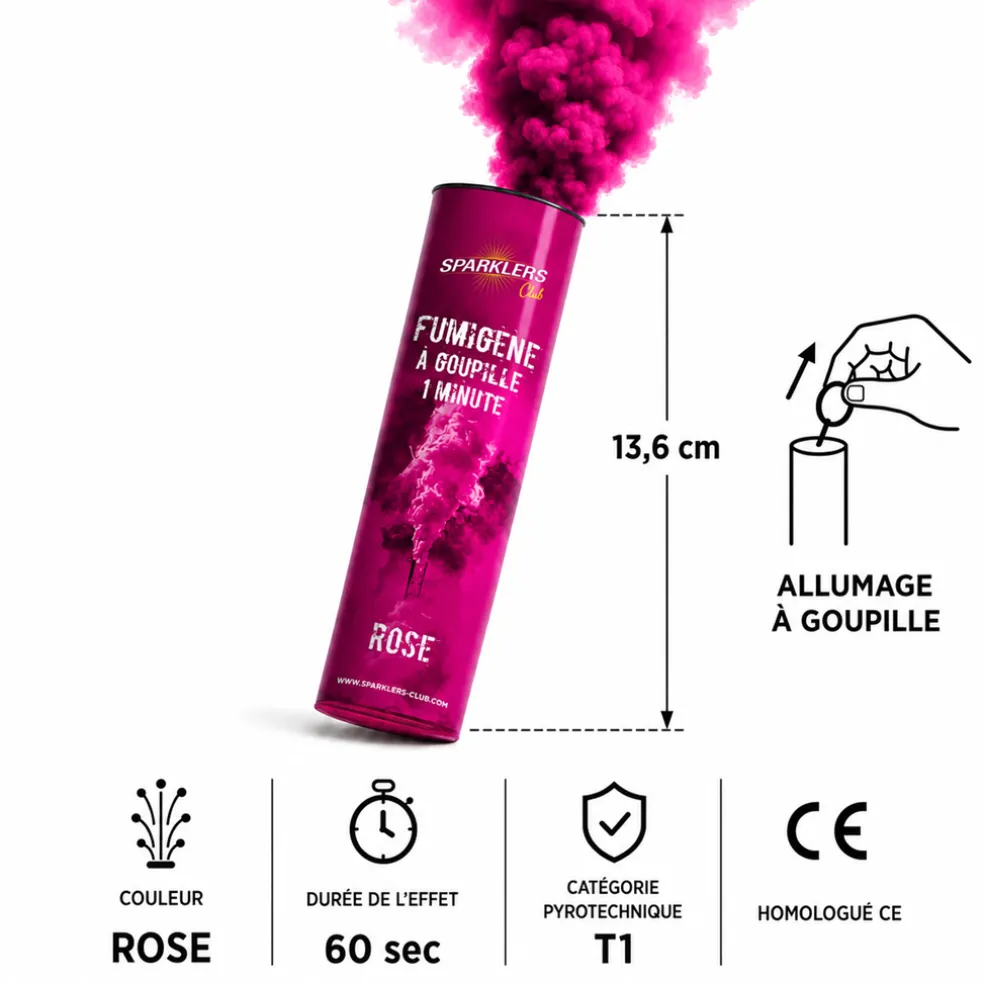 Fumigène à main Goupille 1 minute Rose