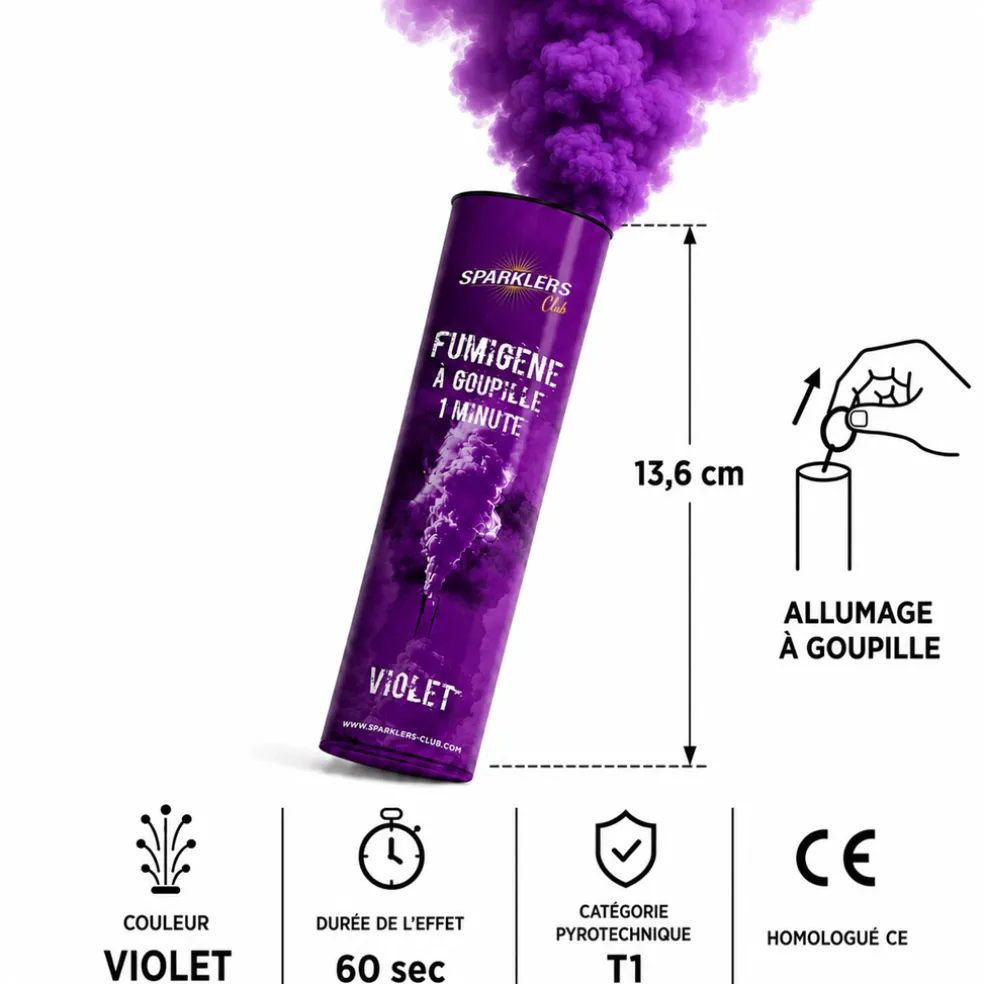 Fumigène à main goupille 1 minute Violet