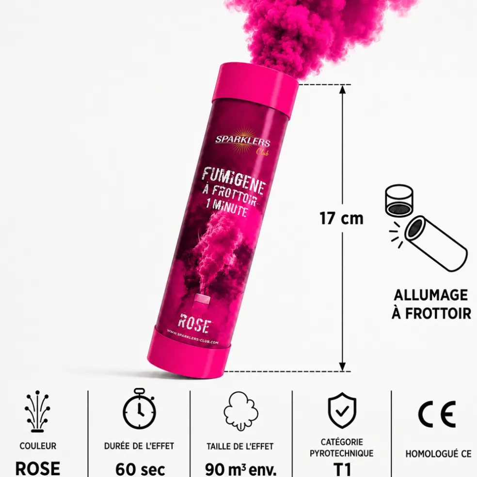 Fumigène à main 1 minute Rose