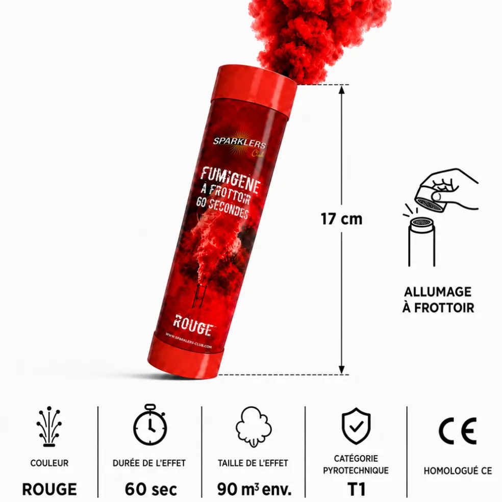 Fumigène à main 1 minute rouge