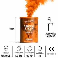 Fumigène pot 1 minute orange (à poser au sol)