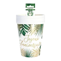 Gobelet Anniversaire Tropical - Lot de 6