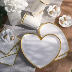 Gobelet Blanc à pois or et dorure (lot de 10)