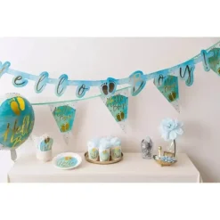 Gobelet en carton "Hello Boy" bleu(lot de 10)