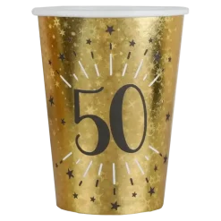 Gobelet en papier 50 ans Or (lot de 10)