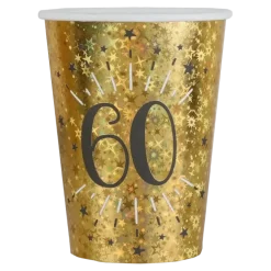 Gobelet en papier 60 ans Or (lot de 10)