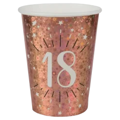 Gobelet en papier 18 ans Or Rose (lot de 10)