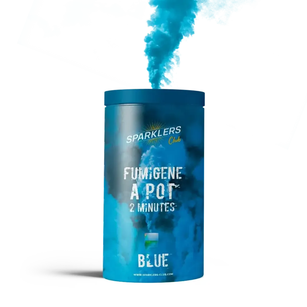 Gros pot fumigène 2 minutes bleu