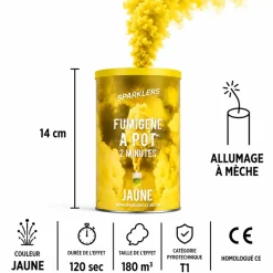 Gros pot fumigène 2 minutes jaune