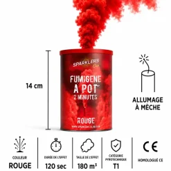 Gros pot fumigène 2 minutes Rouge