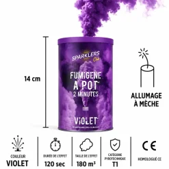 Gros pot fumigène 2 minutes Violet