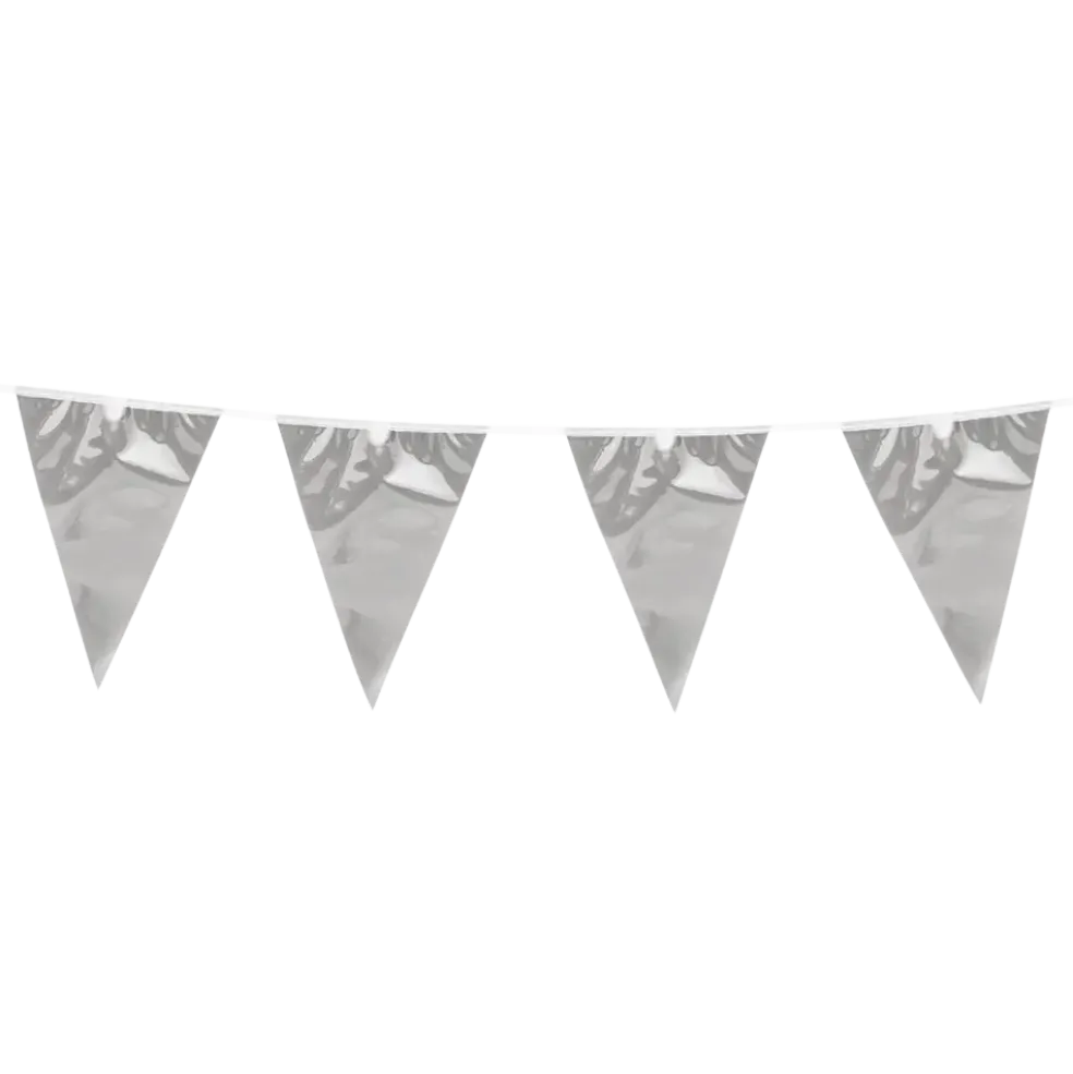 Guirlande Fanions Métallique Argent 10 m – Décoration Fête et Anniversaire