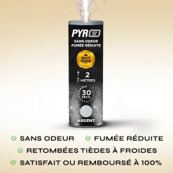 Jet de Scène Pyrotech Pro® – 2m / 30s – Argent – Qualité Supérieure