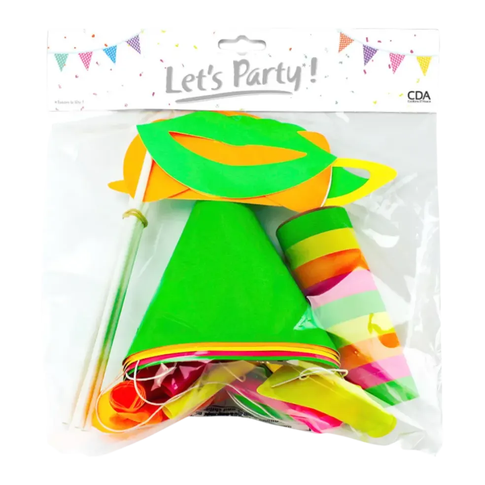 Kit cotillons Fluo multicolore 5 personnes