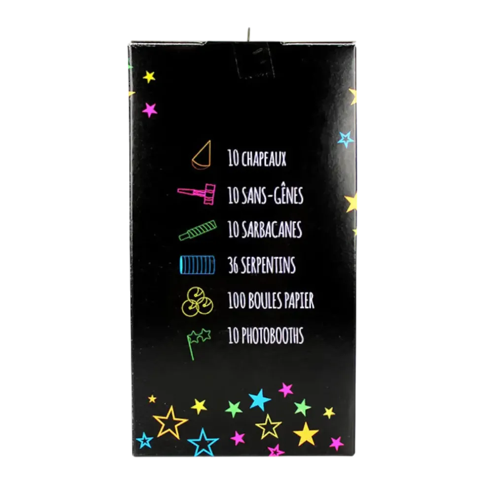 Kit cotillons Fluo multicolore 10 personnes