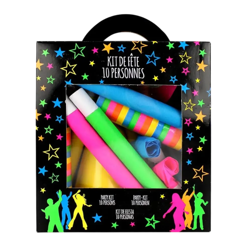 Kit cotillons Fluo multicolore 10 personnes