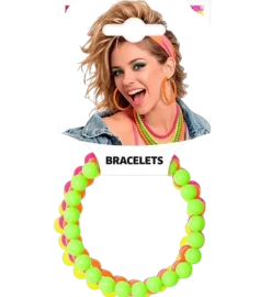 Kit de 4 bracelets en perles multicolores – accessoires rétro pour soirée, festival et déguisement