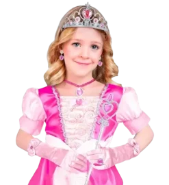 Kit Princesse Complet – Tiare, Gants, Collier, Bague et Baguette