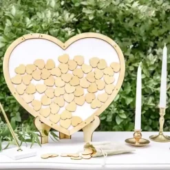 Livre d'or en bois - Coeur + Support