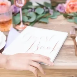 Livre d'or mariage blanc écriture Or Rose