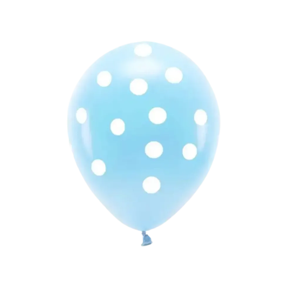 Lot 6 Ballons - Bleu à Pois blanc - 100% BIODÉGRADABLE