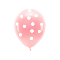 Lot 6 Ballons - Rose à Pois blanc - 100% BIODÉGRADABLE