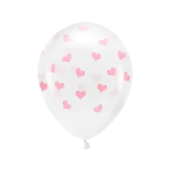 Lot 6 Ballons Transparent - Coeur Rose - 100% BIODÉGRADABLE